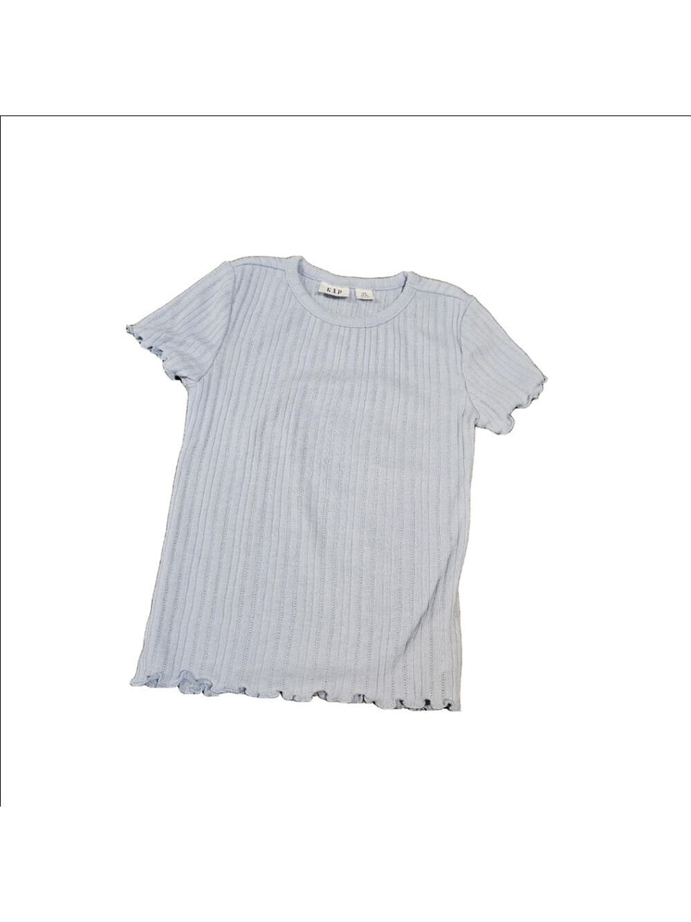 CLEARANCE! GAP KIDS Girls Light Blue Pointelle Short Sleeved T-Shirt, XS (4-6)